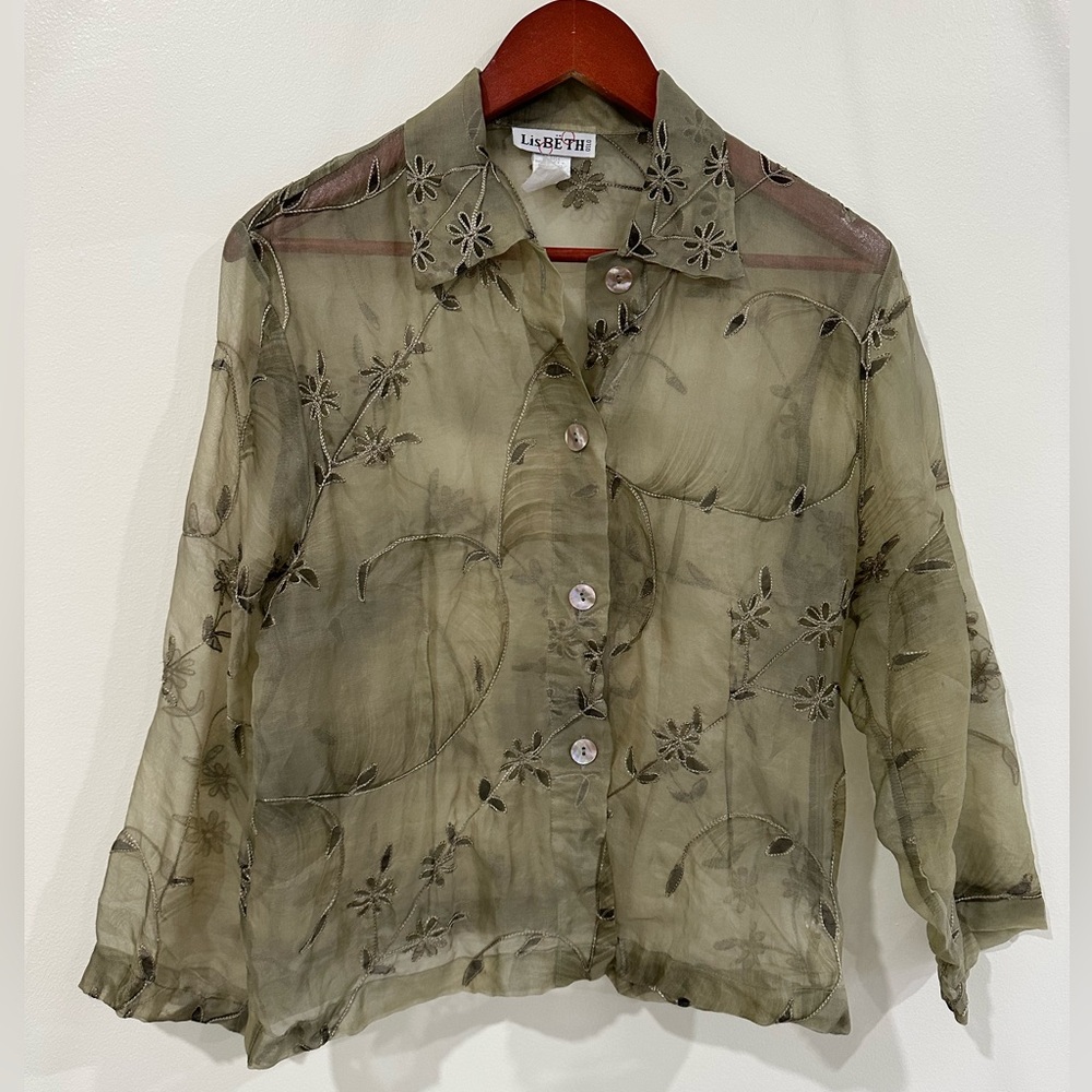 VTG Lisbeth oslo Silk Sheer Floral Blouse